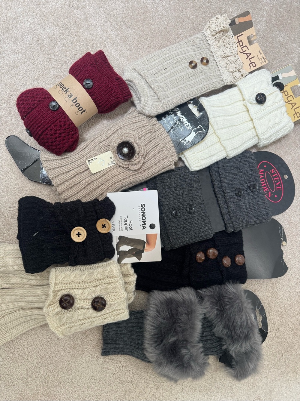 Adult Knit Boot Cuffs 9 pairs - Assorted Colors